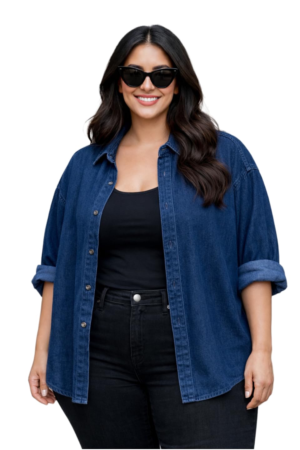 funday fashion Women's Oversized Fit Solid Casual Denim Shirt-picture-12