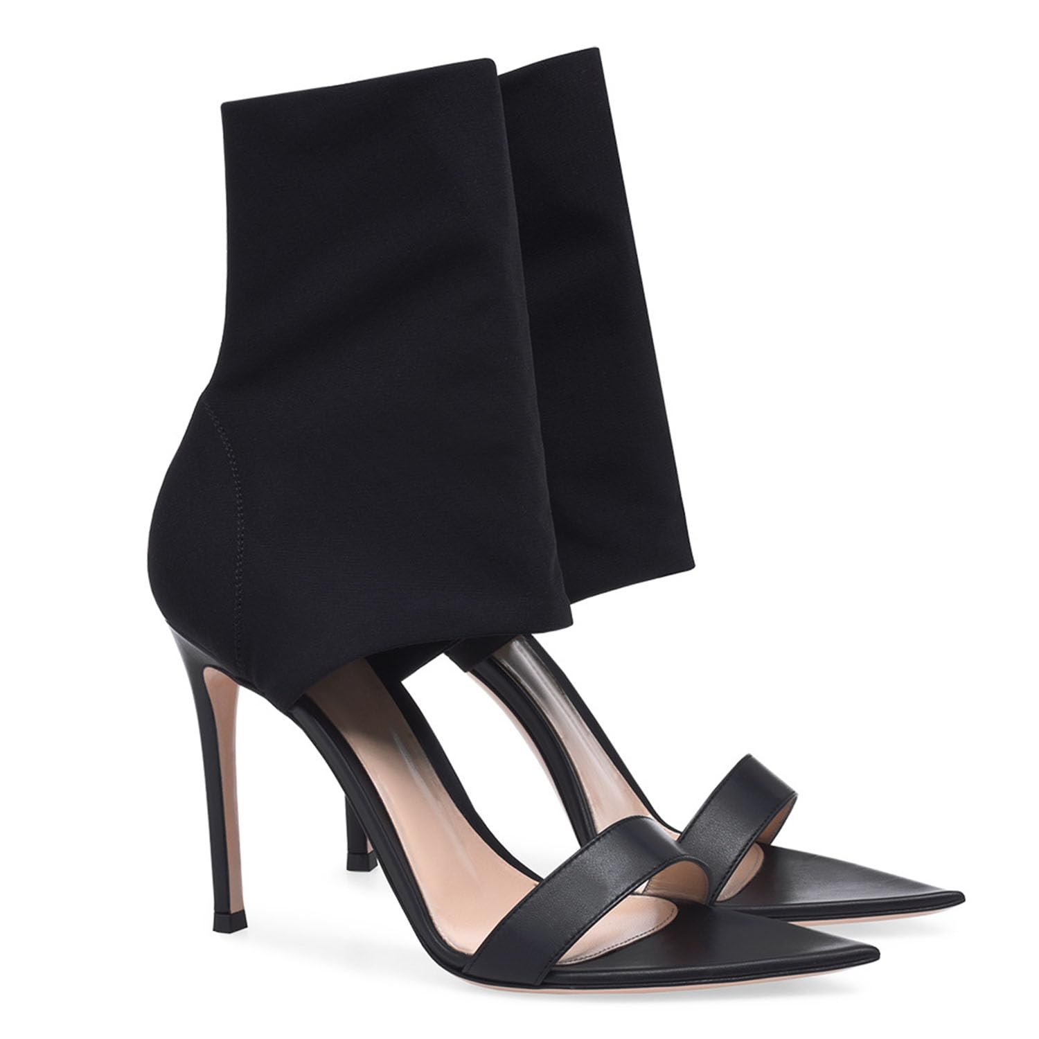 Stivaletto alla Caviglia con Punta Aperta da Donna Tacco a Spillo Tacco Alto in Pelle Scamosciata Elastica Sandali a Punta Sandali Alti da Night Club,Nero,40