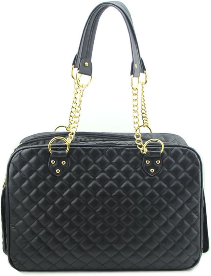 B-JOY New Dog Carrier Dog Handbag Dog Purse Pet Tote Bag Soft Sided Pet Carriers with Double Chain Handles Black