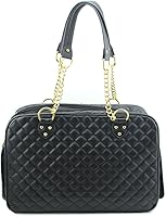 Vista 2 de B-JOY Nuevo bolso de perro para perro, bolso de mano para mascotas, con asas de doble cadena, color negro