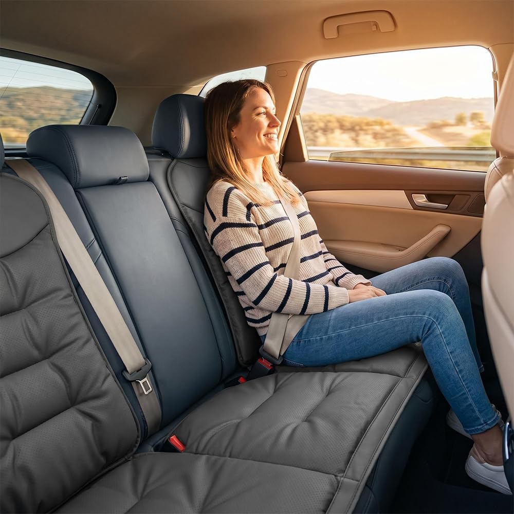 Personalizzato Cuscino Sedile Auto con Logo/Nome/Testo, Coprisedili Auto Universale con Cuscino Lombare, Pelle Napa e Velluto, Morbido e Traspirante Antiscivolo, Cuscino per Auto, Ufficio
