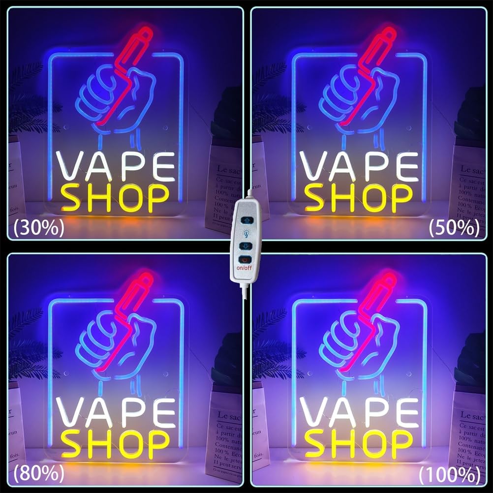 REWIS Vape Shop LED Neon Sign, 3D Engraved Neon Lights Dual Color - View #4
