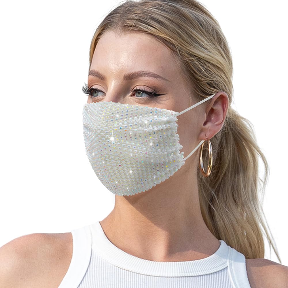 Sparkly Rhinestone Face Mask for Women Masquerade Glitter Bling Mask Party