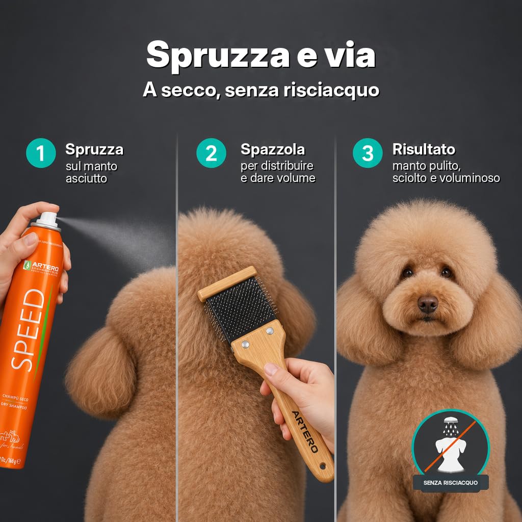 Artero Speed. Shampoo ​​Secco e volumizzante per cani e gatti,
