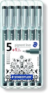 STAEDTLER 308 SB6P1 Fineliner Pigment Liner Set mit 6 Linienbreiten, Hohe Qualität, Pigmenttinte, dokumentenecht, lichtbes...