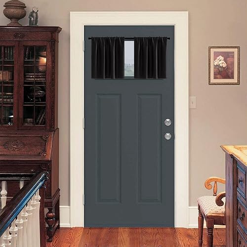 Miniatura 7 de XTMYI Cenefas de 12 pulgadas para dormitoriococina, paquete de 2 cortinas de privacidad con bloqueo de luz negra para puerta pequeña, 40 x 12