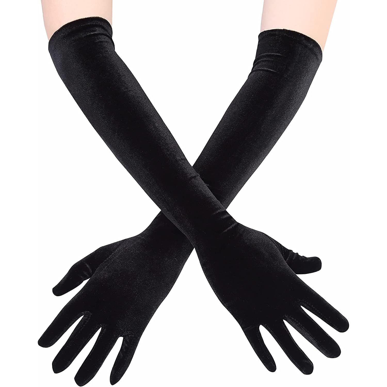 Blausky 1 Pair of Women's Evening Gloves, Velvet Gloves, Long Velvet Gloves, Wedding Gloves, Heat Gloves, Elbow Gloves
