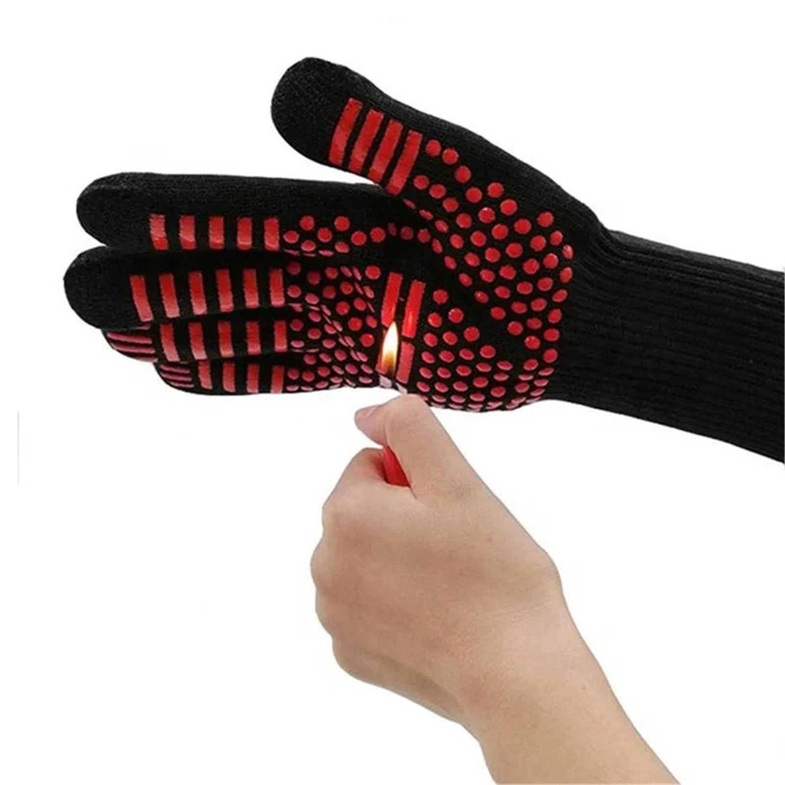 1/2pc Guanti da forno antiscivolo ignifughi resistenti al calore estremo barbecue Per Grigliare(Red women 2pc)