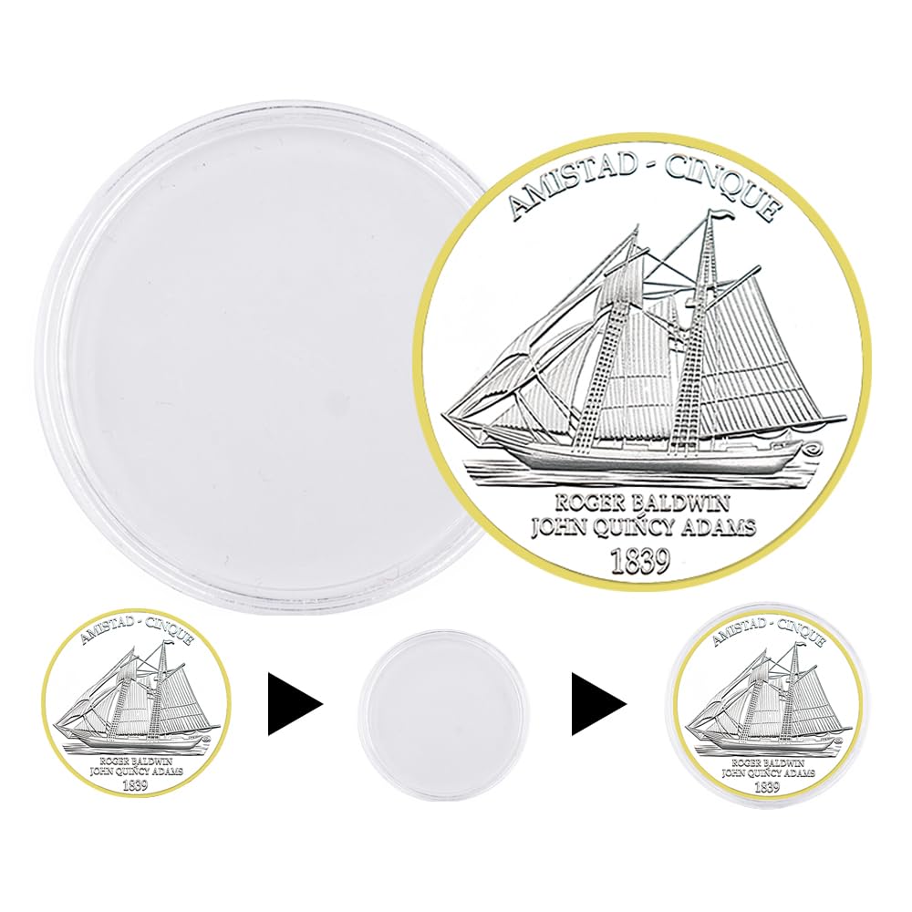 1839 AMISTAD Cinque Sailing Challenge Coin Roger Baldwin Metalowy pamiątkowy medal kolekcja