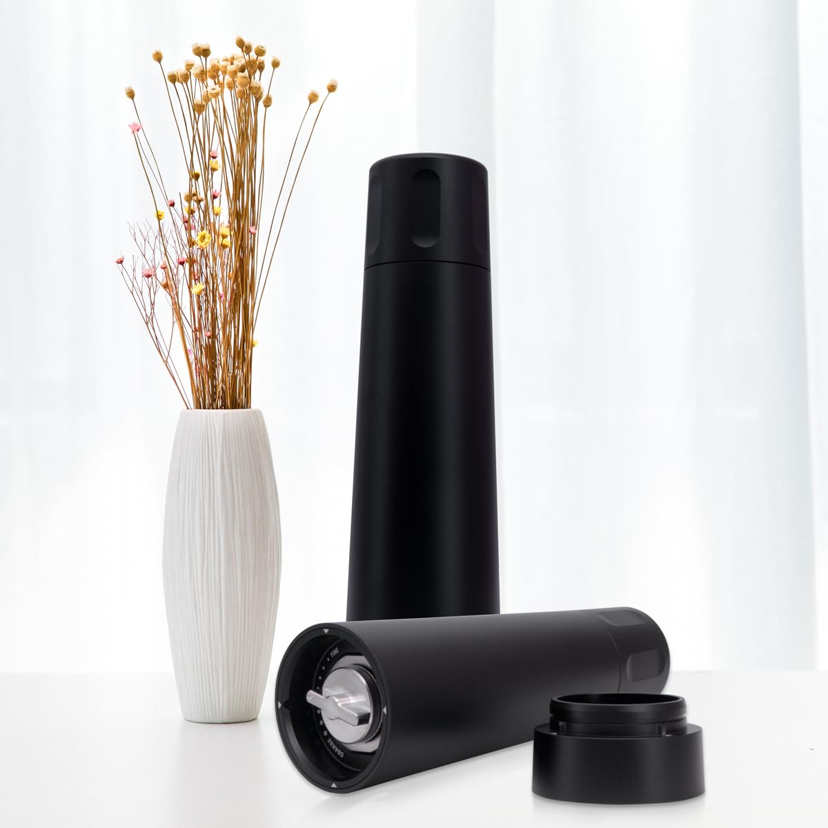 Artmujohn Heavy duty mill grinder, Pepper mill grinder, Manual Pepper Mill, Metal Pepper Grinder, Quick mill grinder, Black pepper grinder, 8.5 inch, Aluminum Matte Black, Gifts for Men