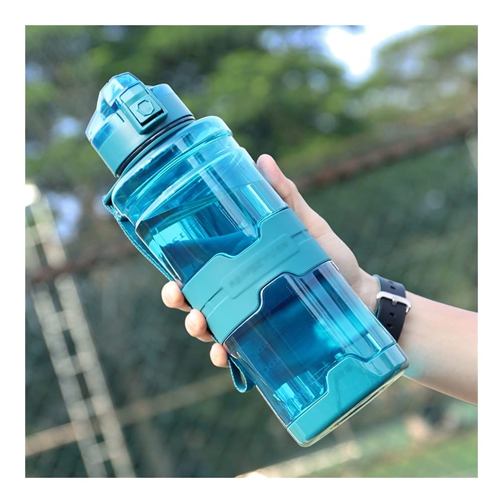 Sportflasche Sport Wasserflasche Weithals Trinken Reise Wasserflasche Kunststoff Wasserflaschen für Outdoor Wandern Camping Reisen Wasserflaschen (Fassungsvermögen: 1000 ml, Farbe: Blau1 1500 ml)