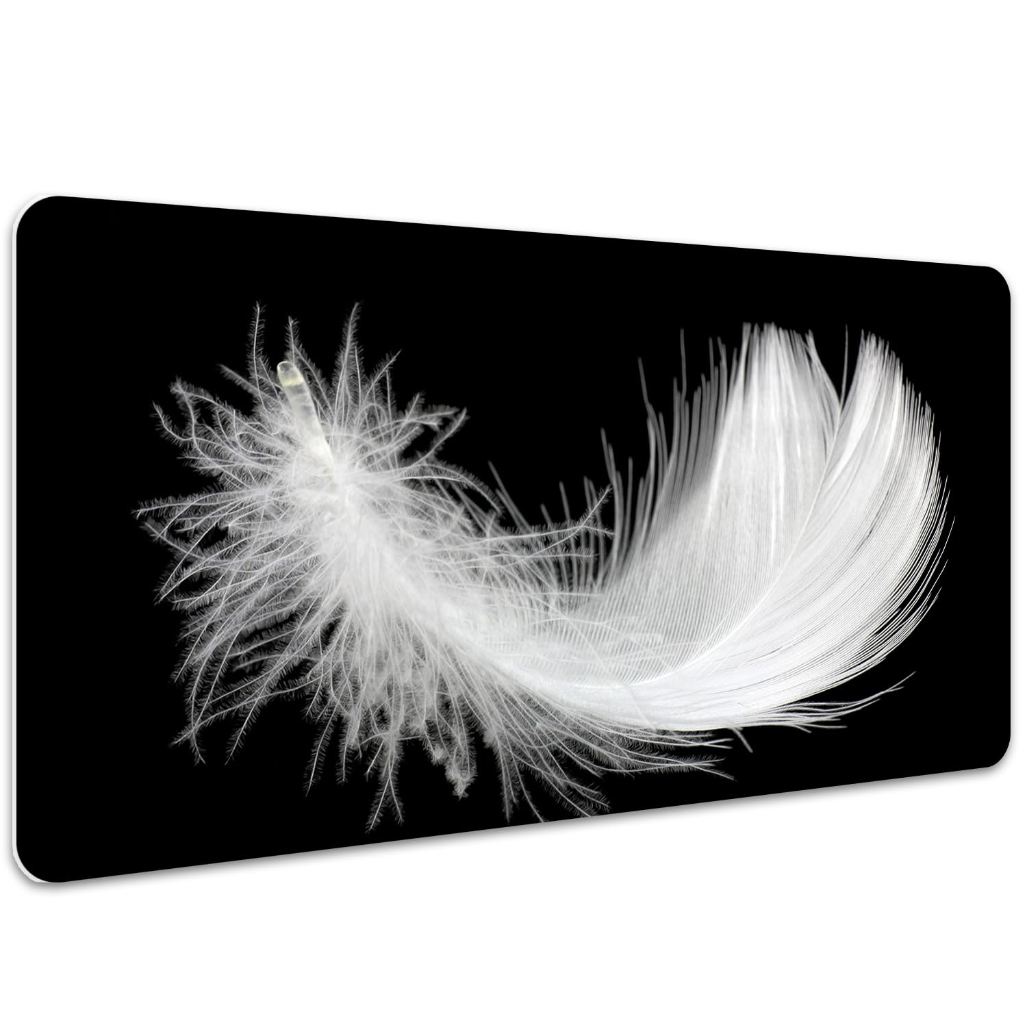 Sottomano da Scrivania 100x50 cm in Vinile PVC Protezione e Decorazione Facile da Pulire Superficie Protettiva per Ufficio e Casa Antiscivolo Impermeabile - piuma bianca