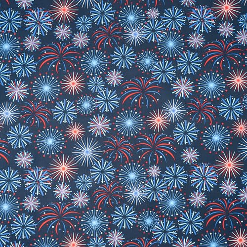 SINGER Fabrics 100% Cotton Quilt and Crafting Fabric for Sewing 44 inch Wide Patriotic Fireworks in Navy Sky Cut by the Yard