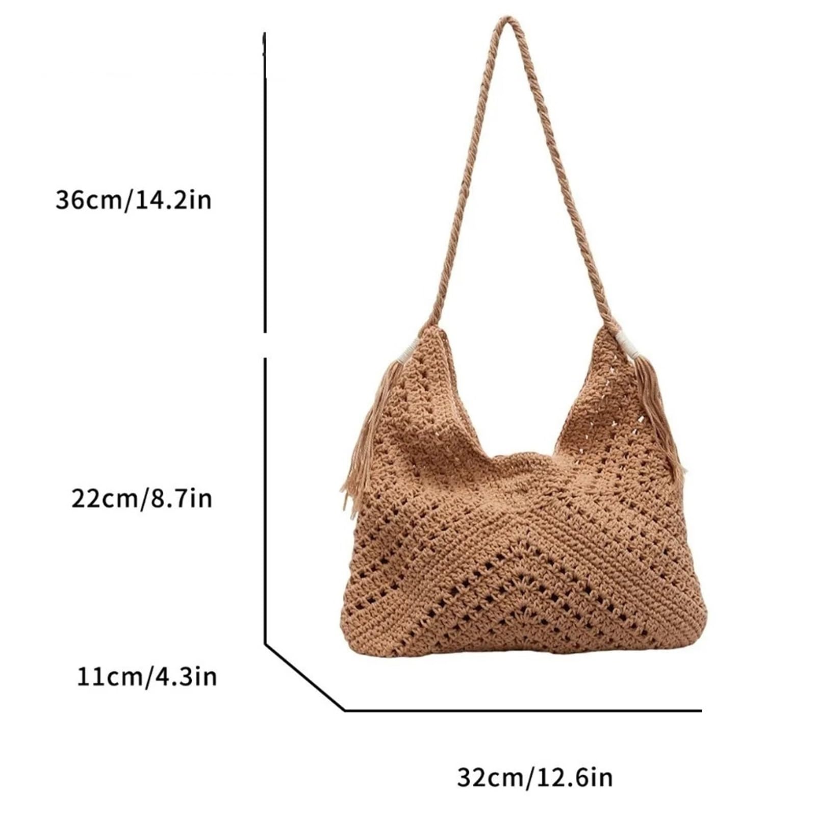 Bolsos de Paja Bolso de playa paja gran capacidad con un solo hombro for mujer, ideal for vacaciones verano en la y relajarse