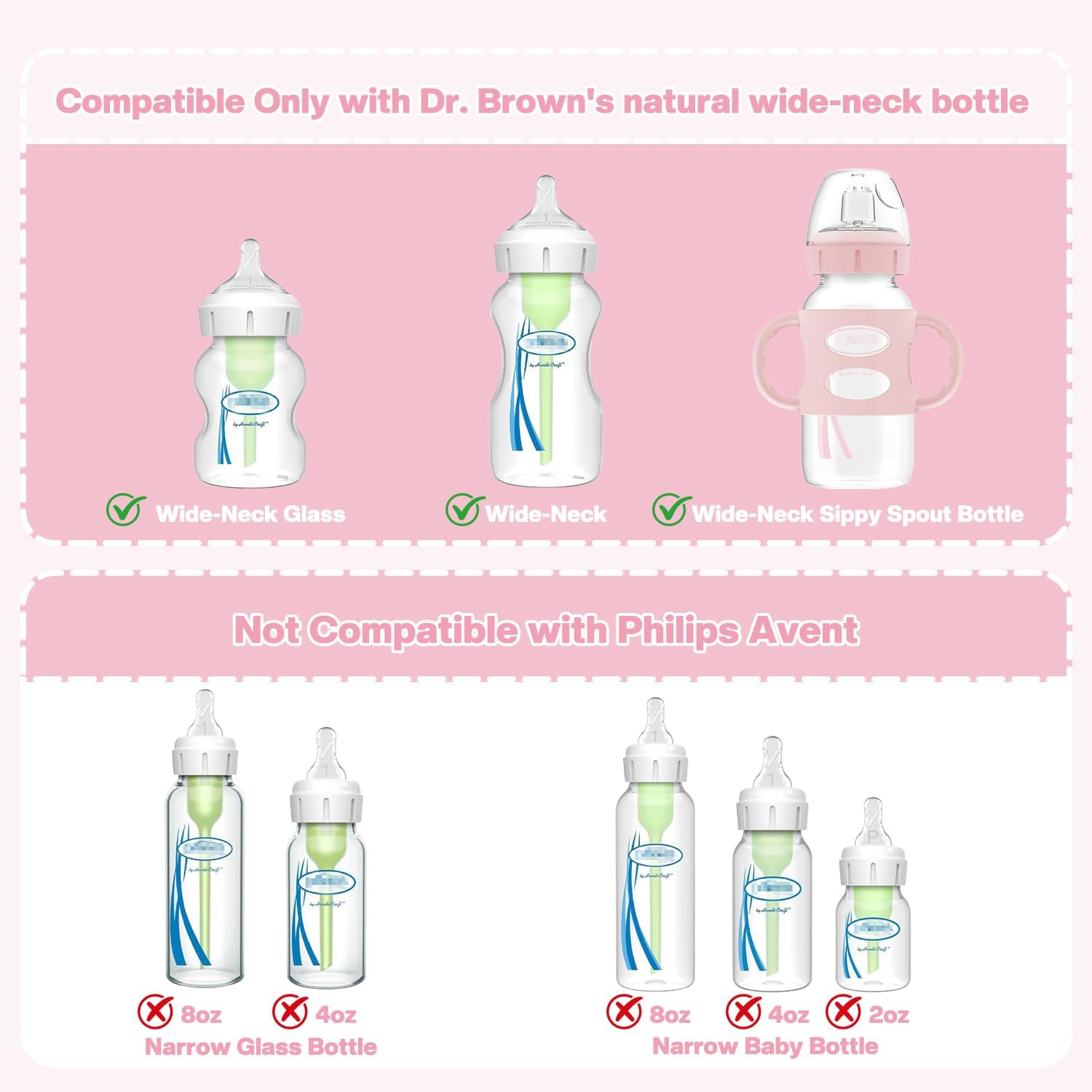 Sippy Nipple Compatible with Dr. Brown's Wide-Neck Baby Bottles & Sippy Spout Bottles