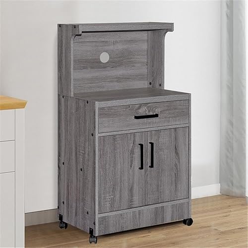 Vista 9 de Better Home Products Shelby Kitchen - Carrito de madera para microondas en color gris