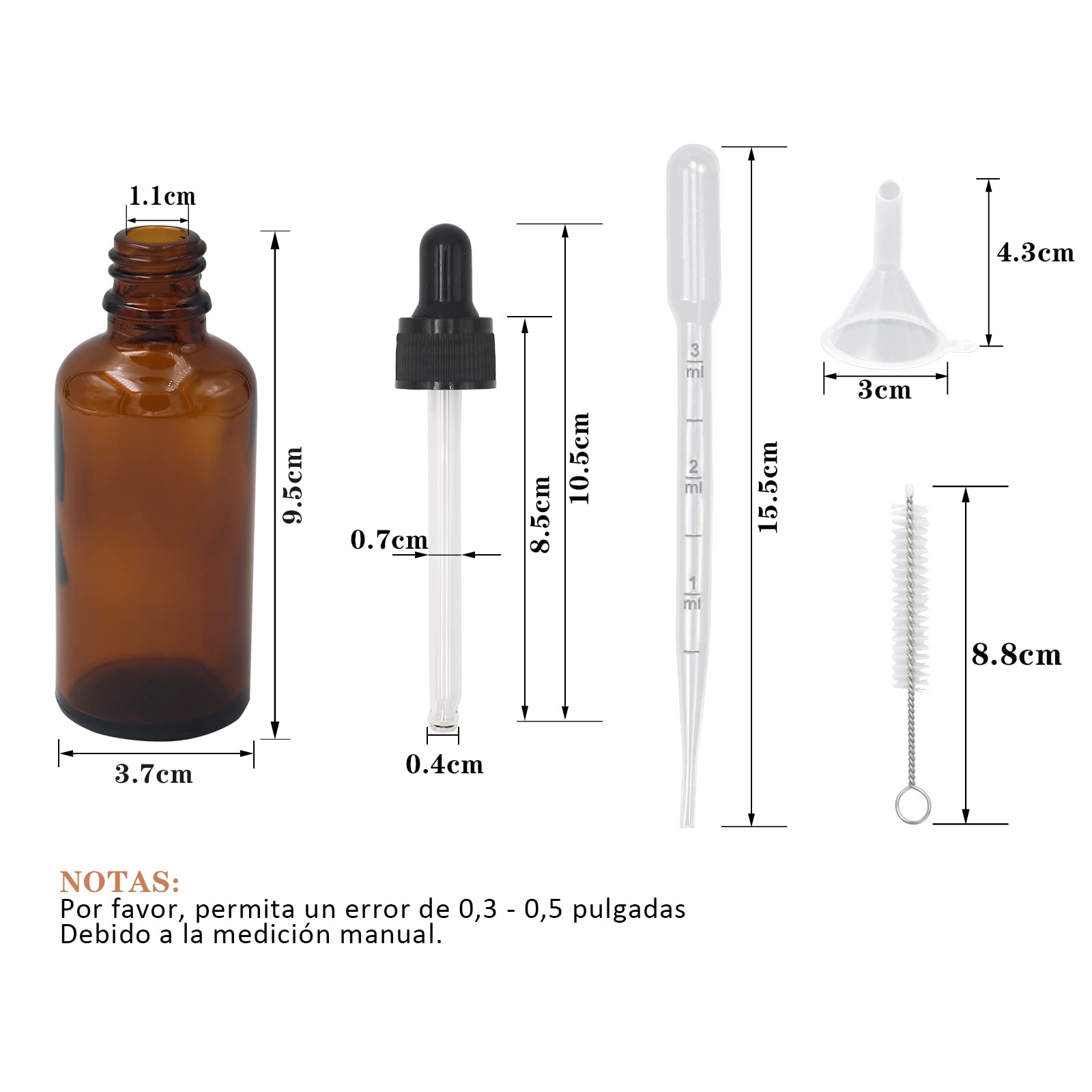 80 Stück Bernsteinfarbene Tropfflaschen Aus Glas - 60 Ml, Mit Tropfeinsatz | Für ätherische Öle & Flüssigkeiten