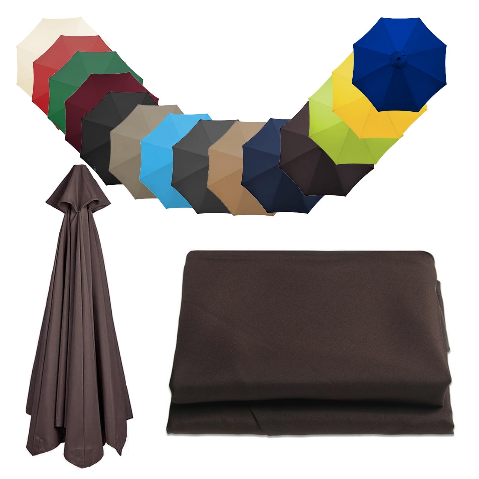 Replacement Parasol Canopy Sun Umbrella Replacement Cloth Replacement Parasol Fabric Cover For Garden Umbrella 2.0 m 2.7 m 3.0 m + 6 Arms/8 Arms(Color:Brown,Size:8 ribs-3.0 m(9.8ft))