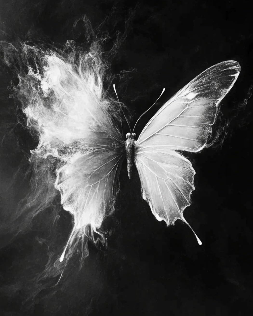 Wanmiu Black And White Diy Paint By Numbers Flame Butterfly With Paint Brushes And Acrylic Painting Kit 16X20 Inch For Kids And Adults Beginner Gifts