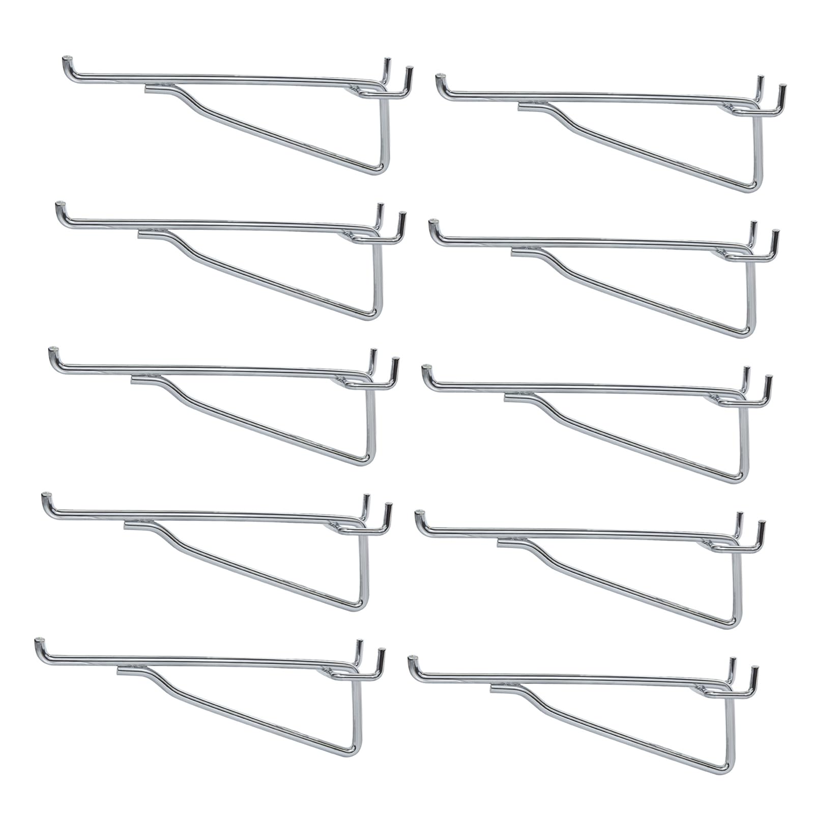 G.CORE 10-Pack Pegboard Shelf Hooks, Peg Board Brackets Peg Hooks Assortment Organizer Accessory, Various Tools Storage Arrange System for Garage Craft Workshop Workbench (Silver, 8 Inch)