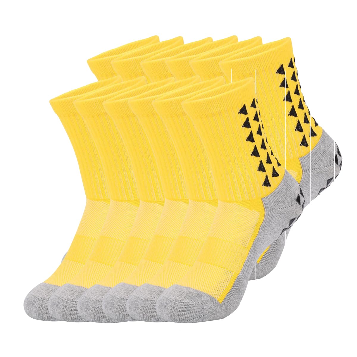 12 pares de calcetines tobilleros con cojín, calcetines deportivos para correr atléticos, calcetines de algodón antiampollas para hombres y mujeres, amarillo, 12 Pares Amarillo, 6-8