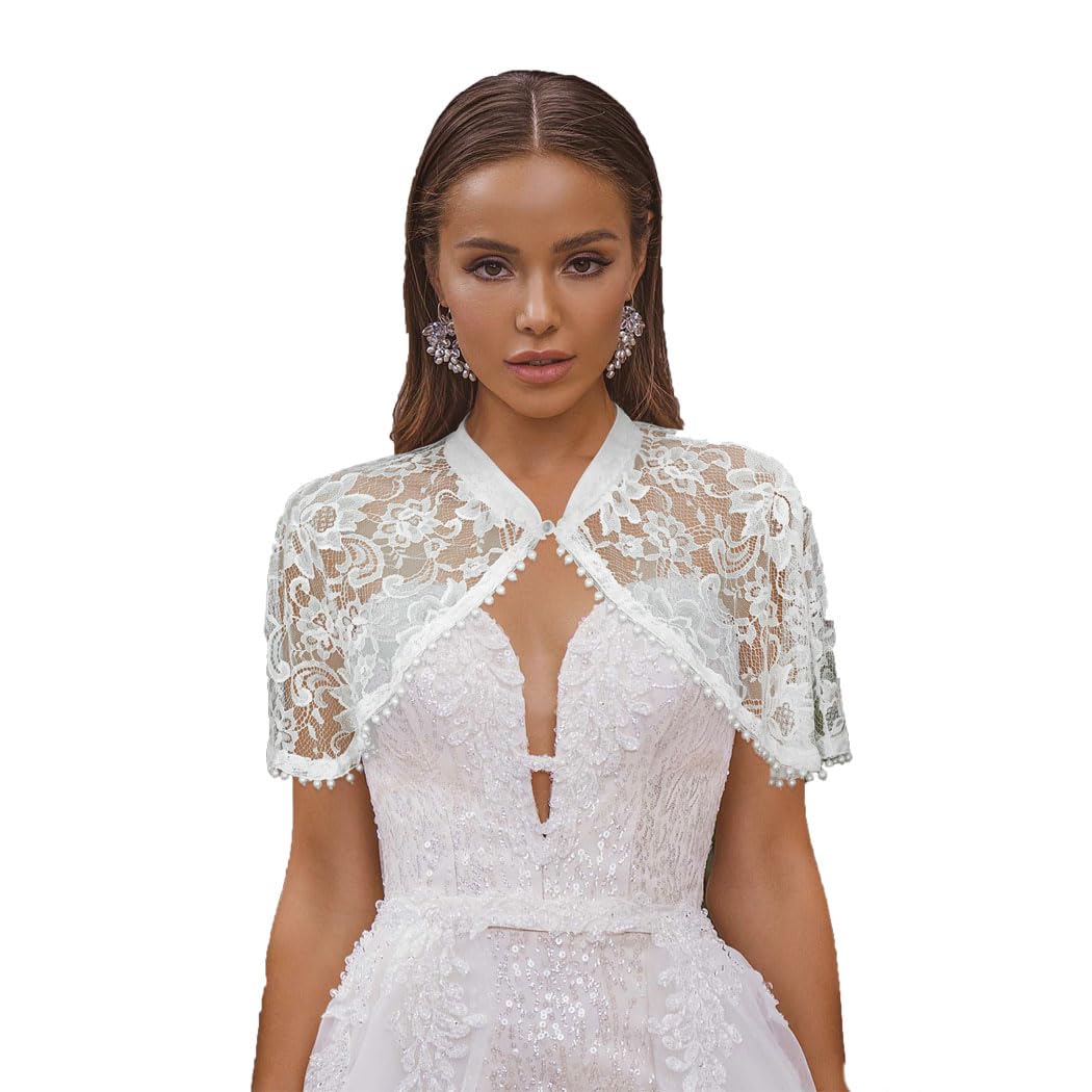 CampsisPearl Wedding Appliques Shawls Lace Bridal Fringe Wraps Bridal Stoles Wraps for Women