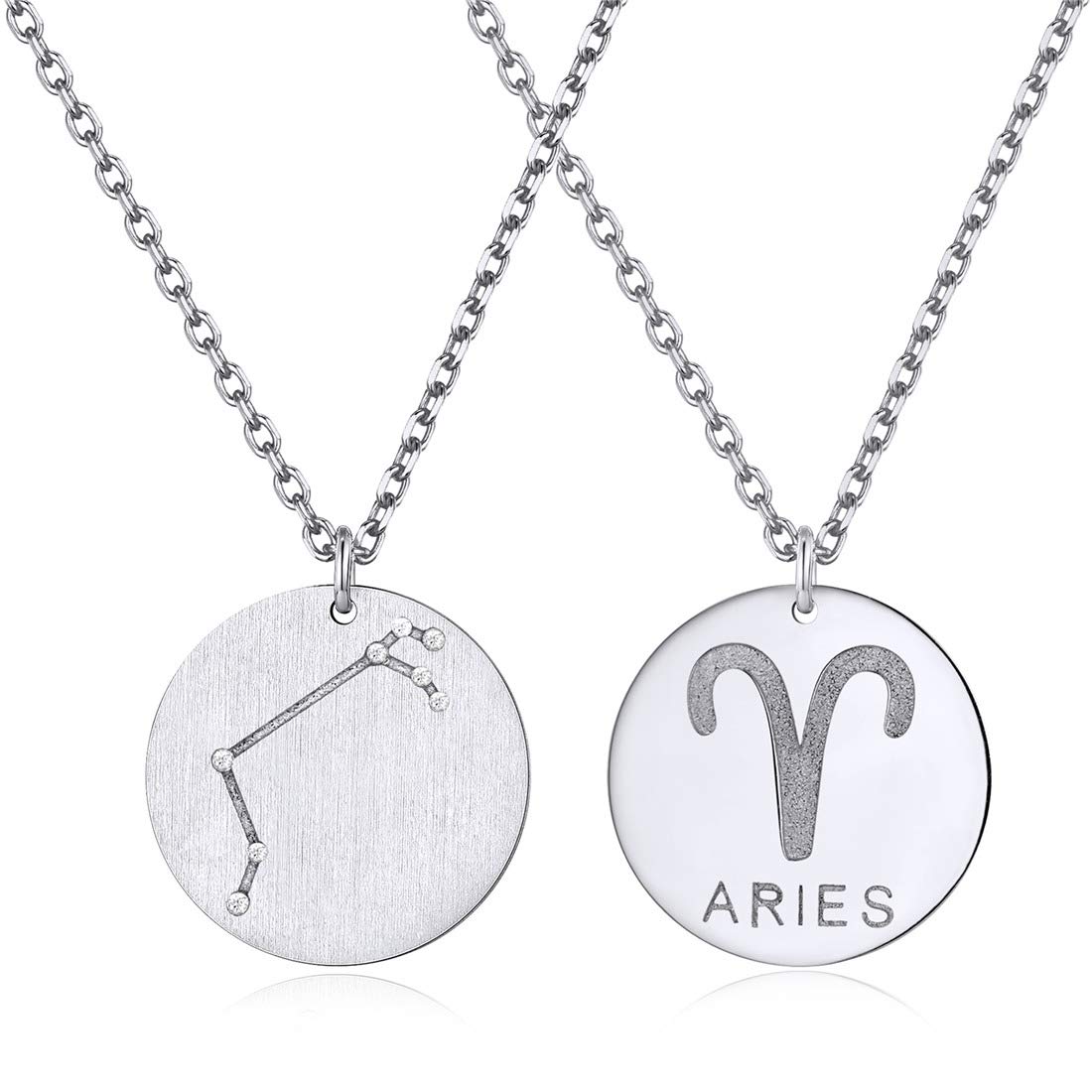 ChicSilver 12 Constelaciones Collares Delicados para Mujeres Colgantes Medalla Redonda Plata de Ley 925 Signos Astrológicos Zodiacos Joyerías Preciosas para Cumpleaños