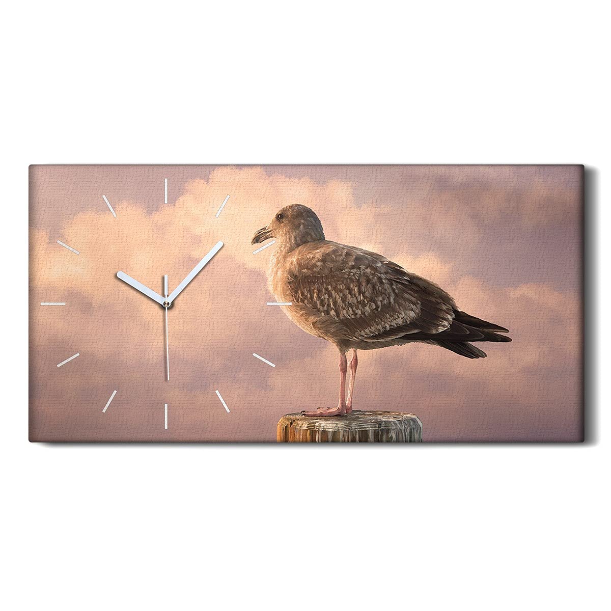 Horloge murale salon silencieuse au décor moderne de nuages et oiseaux