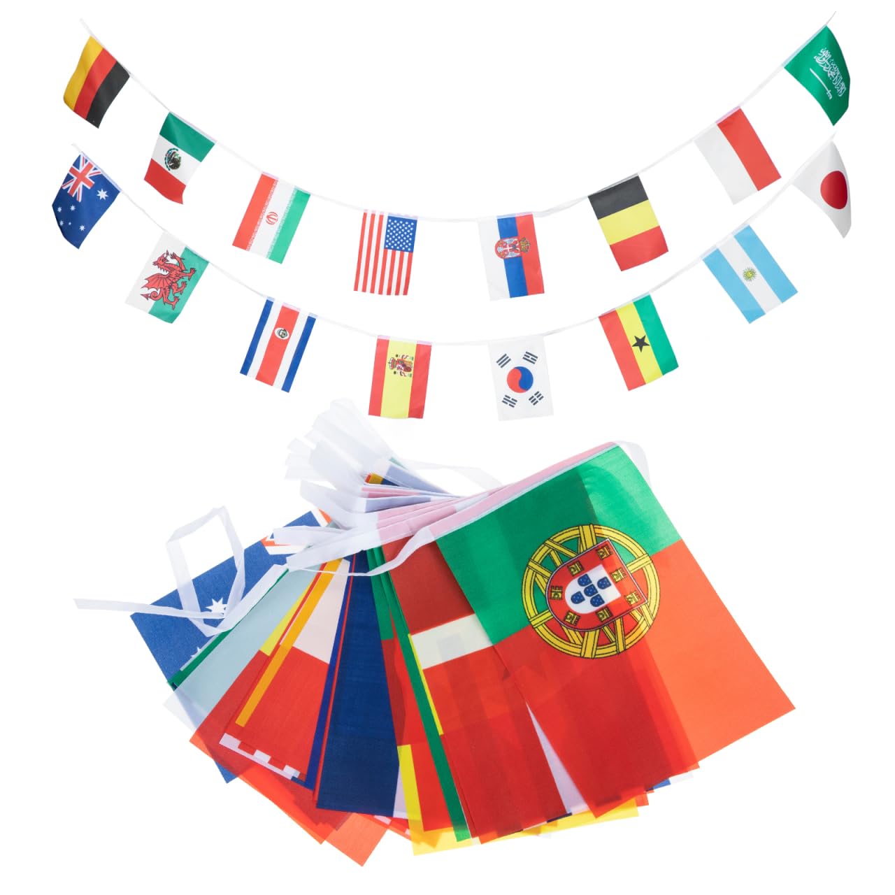 BESPORTBLE 2026 International Football Tournament Flags Bunting Global Championship String Banner Double Sided 21x14cm Polyester Pennant for Pub Sports Bar Club Party Decor