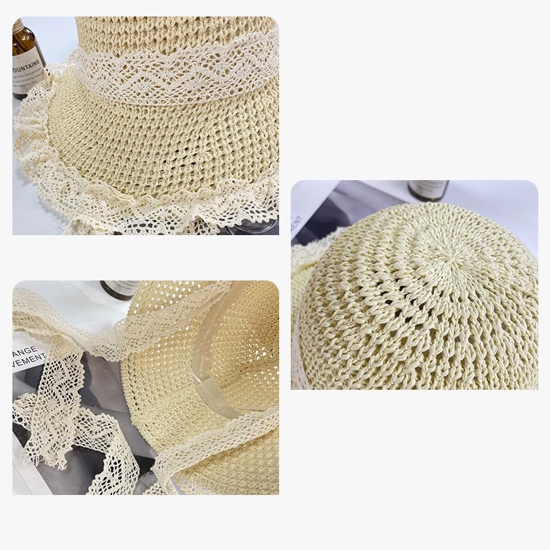 Sombrero de paja con ala ancha para mujer miniatura 2