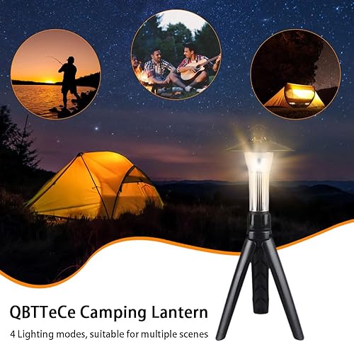 Miniatura 6 de Linterna LED portátil para campamento, lámpara de campamento recargable, 3 fuentes de luz, 4 engranajes, linterna IP45, trípode impermeable, base