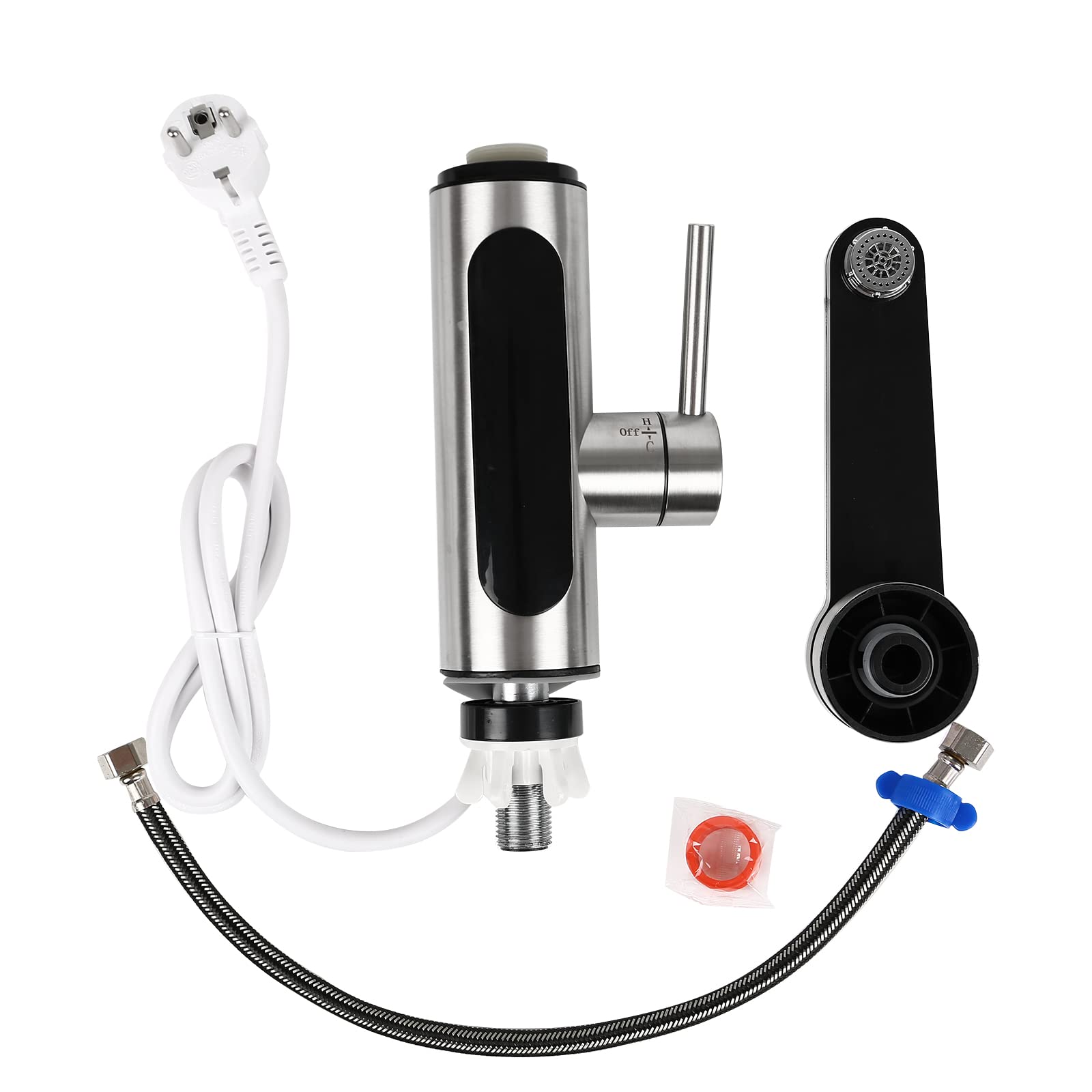 Grifo eléctrico con calentador de agua instantáneo (230 V, pantalla LCD, rotación de 360°, con calentador de agua instantáneo para cocina)