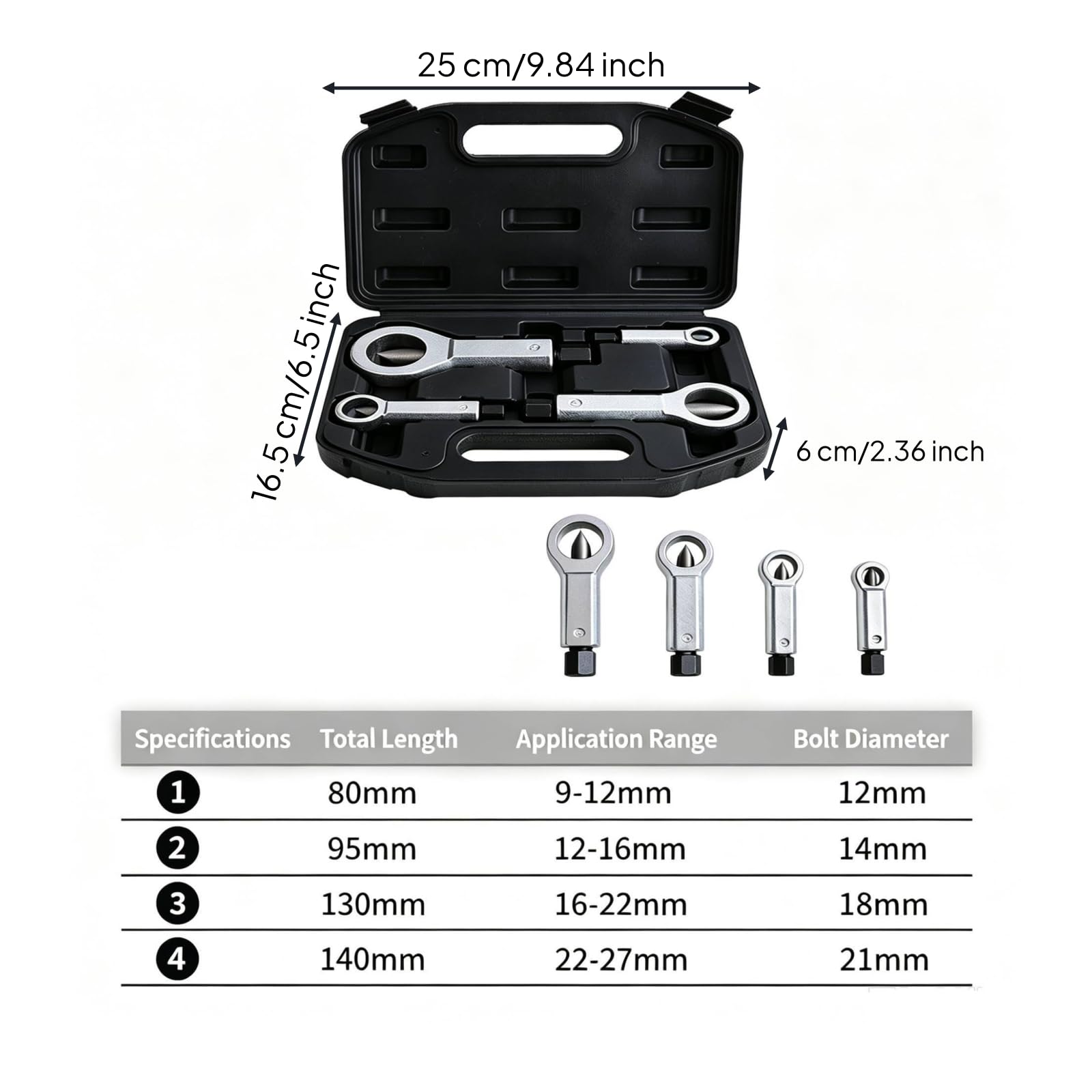 Qianly 4 Pezzi Estrattori per Di con Custodia | Metallo Alta Resisnza, Kit Spacci con Valigetta, Design Compatto Portatile, Set Taglii Custodia