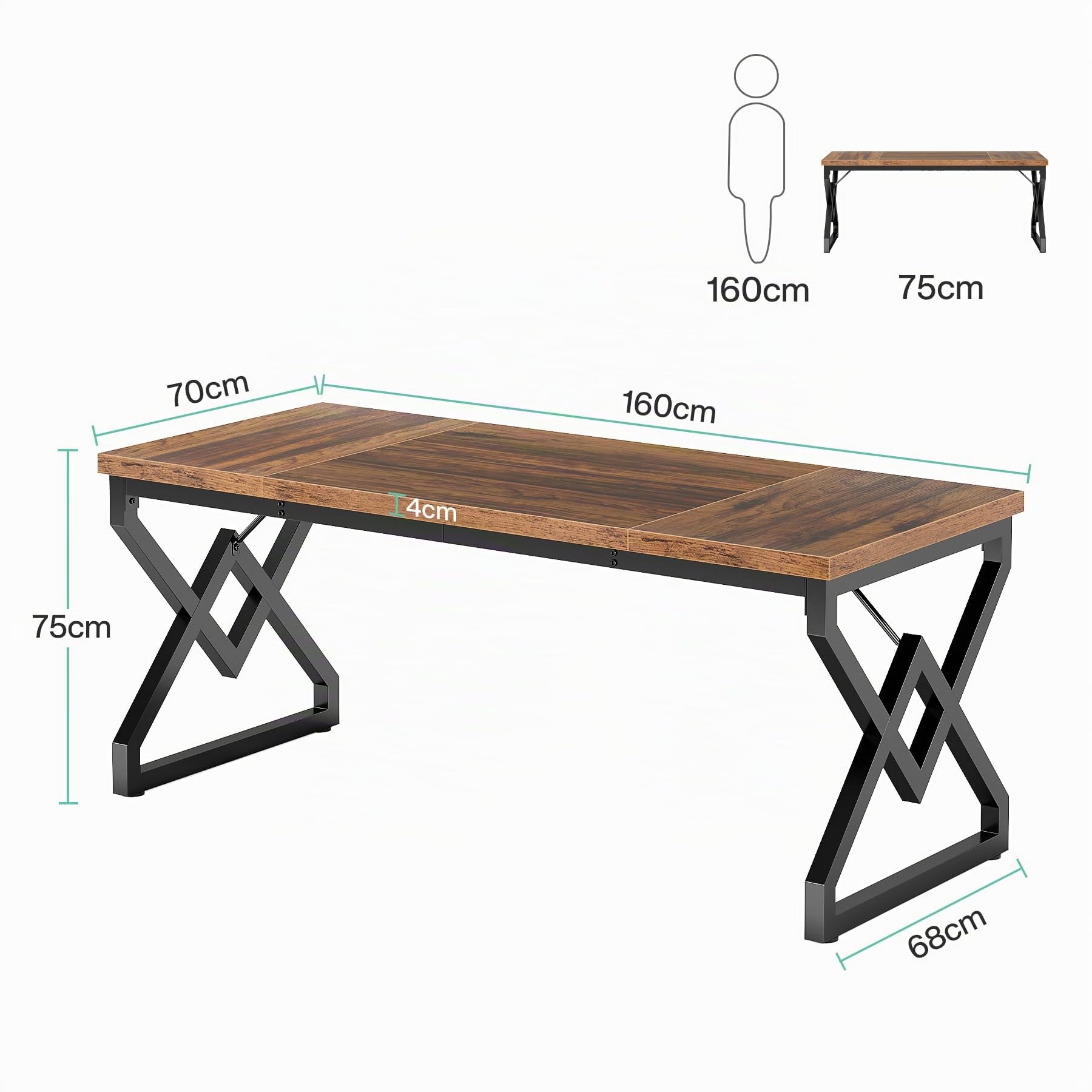 Tribesigns Schreibtisch, 160 x70 x 75cm Großer Büro-Computertisch mit extra Dicker Holztischplatte und Metallrahmen, moderner einfacher Arbeitsplatz, Arbeitszimmer Chefschreibtisch für Heimbüro