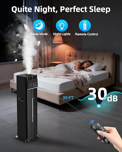 Miniatura 3 de Humidificadores de niebla fría para habitaciones grandes, ultrasónicos de 2.4 galones de 9 litros, llenado superior silencioso, fácil de limpiar con