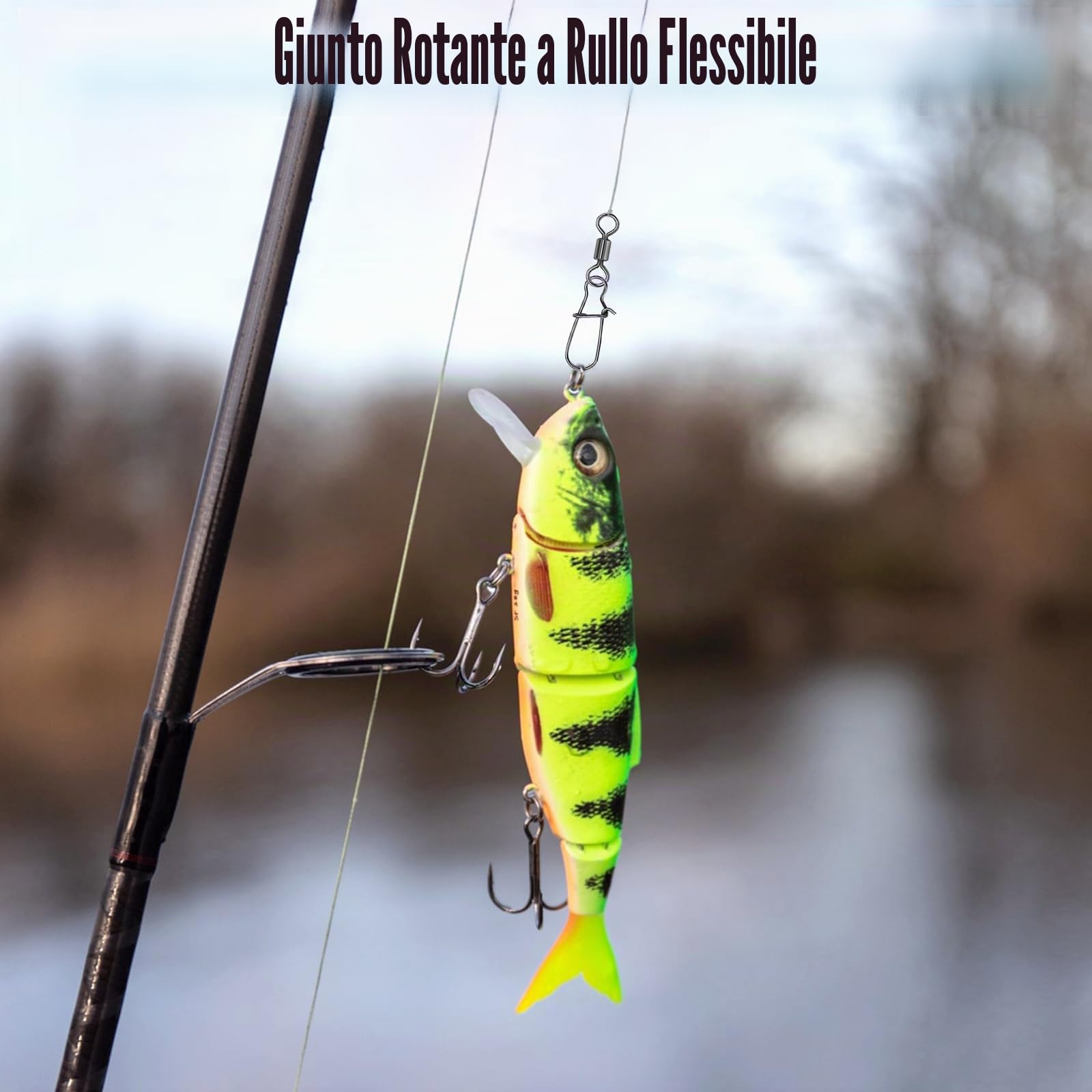 100 Pezzi Girelle da Pesca, Mulinelli da Pesca con Moschettone | Moschettoni Pesca in Acciaio Inox, Anelli Solidi con Moschettone, per Esche da Pesce, Pescas alla Trota (4# 6# 8# 10# 12#)