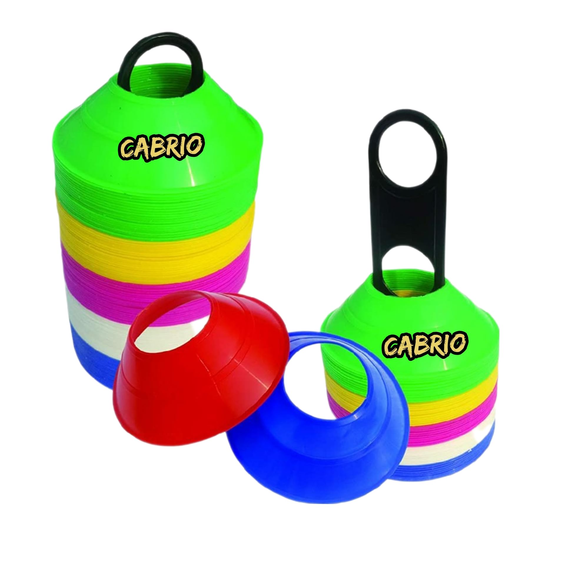 CABRIO Mini Agility Training Space Soccer Saucer (Pack of 10) Ground Marker - Multicolor with Carry Handle | for Rugby Football Cricket, Track and Field Sports-image-35