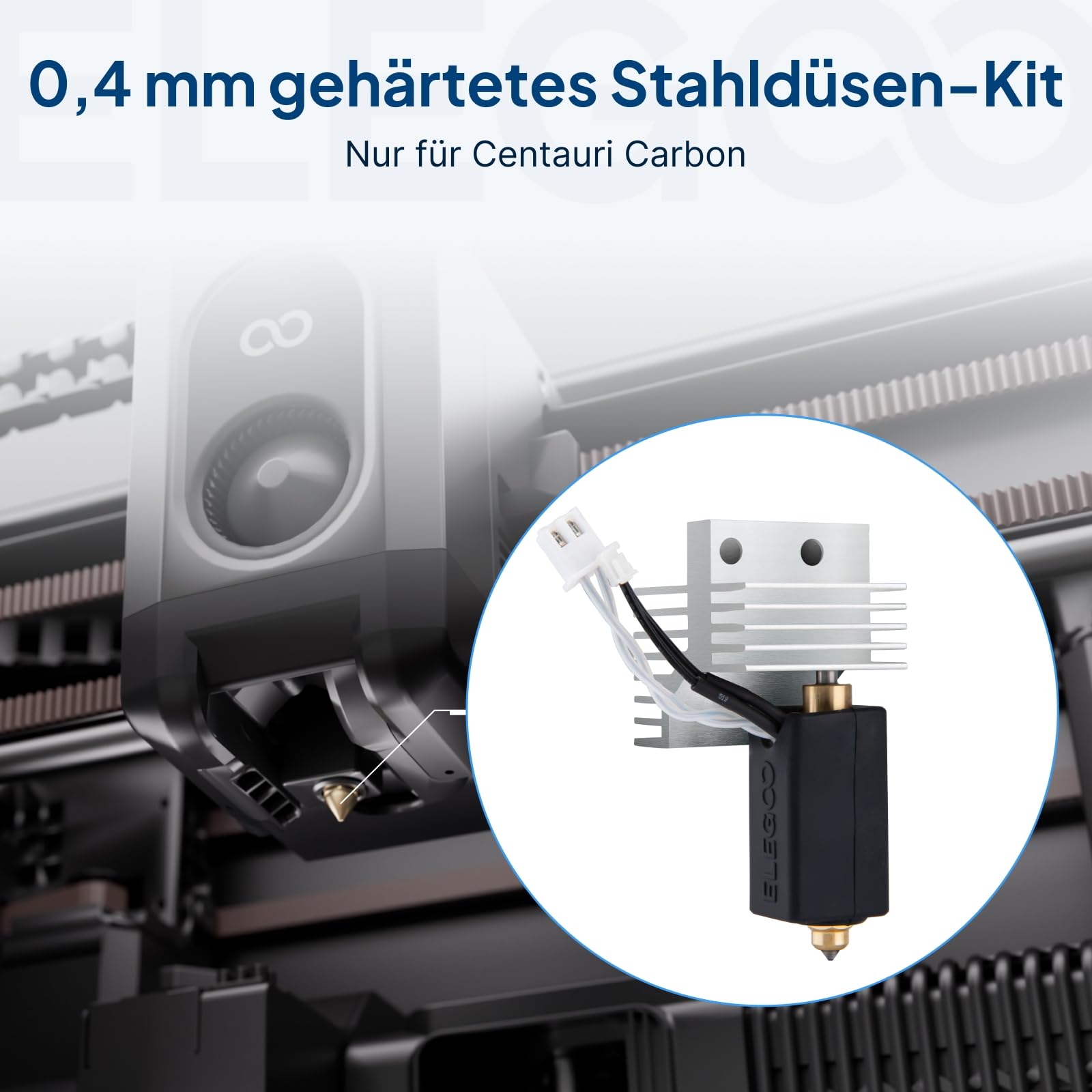 ELEGOO 3D Printer Starter Kit Für Centauri Carbon Mit PLA Filament, Beidseitigem Bauplatten-Set, Haftkleber, 0.4mm Gehärtetem Stahl-Düsenkit Und Anti-Vibrationsfüßen