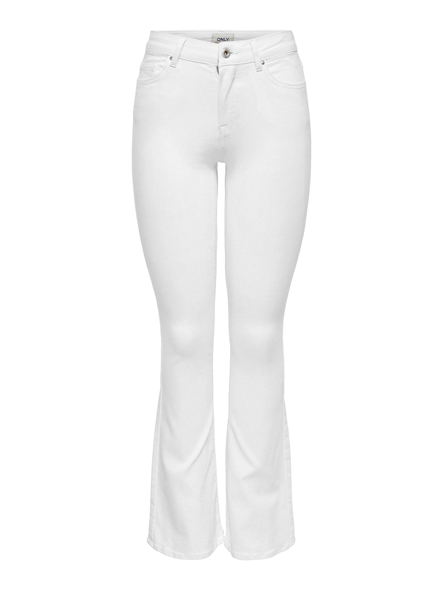 ONLY Damen Onlblush Mid Flared Dnm Dotbox Noos Jeans, Weiß, XS / 32L EU