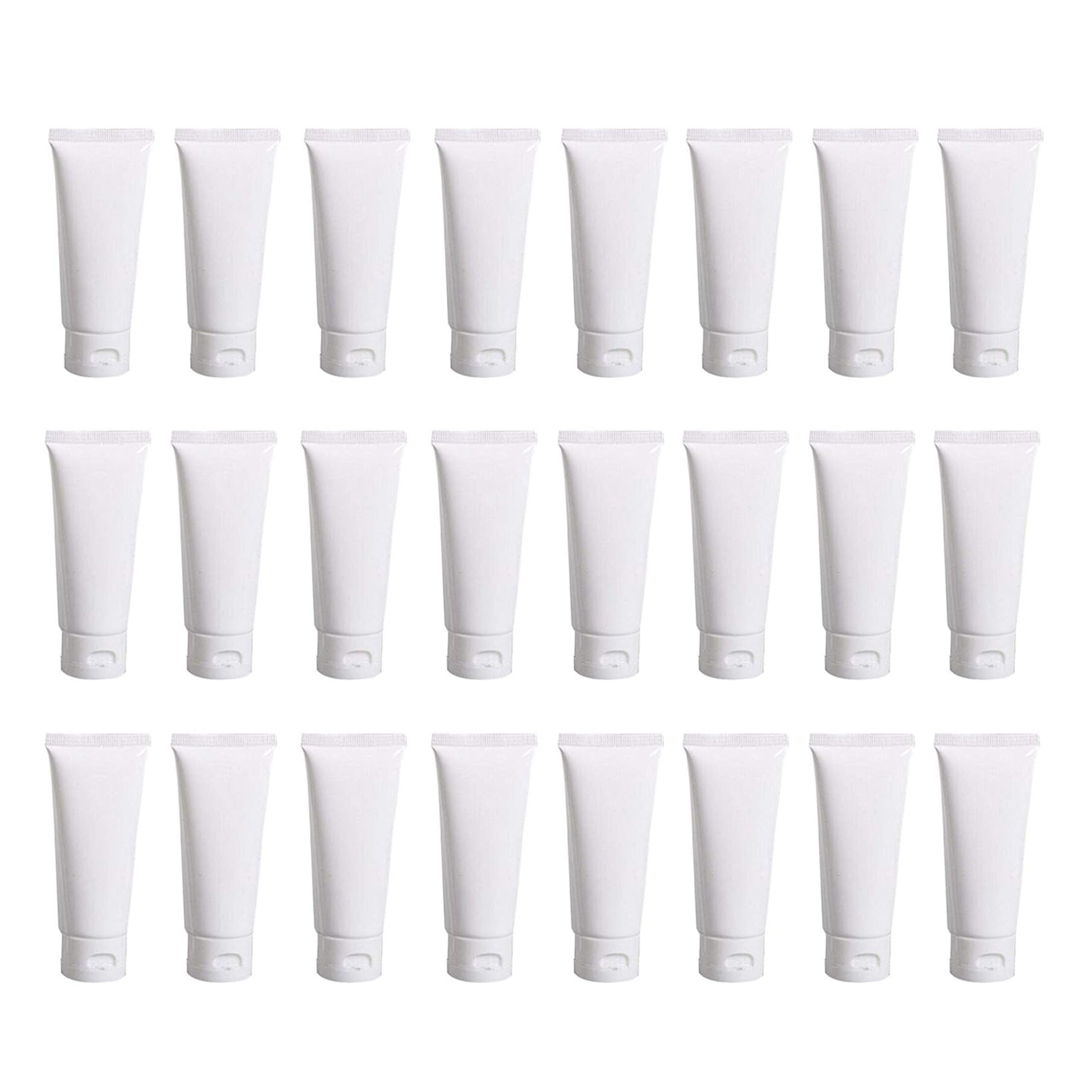 24PCS 30ML/1oz Empty Refillable Cosmetic Squeeze Tube Bottle Containers Jars Pot With Flip Cap For Makeup Shampoo Facial Cleanser Body Cream Shower Gel Liquids Lip Gloss (White)