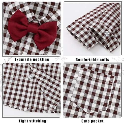 Image of ZOEREA Toddler Boy Suit Formal Wedding Outfits Gentleman Clothes Long Sleeve Shirt + Suspender Pants + Bowtie
