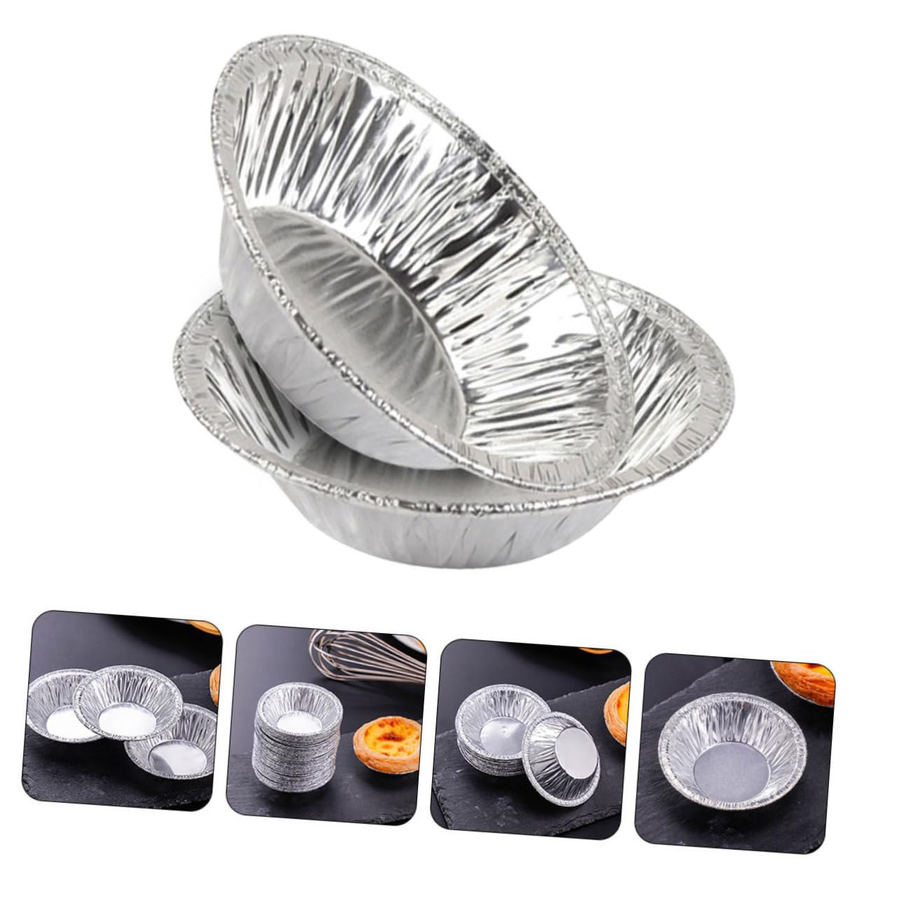 400 Moldes Tartaletas Pequeñas de Papel de Aluminio Plata, Ligeros y Resistentes al Calor, para Hornear Bollería y Dulces, DIY Baking