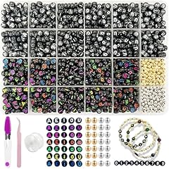 Black Beads White and Colorful Letters