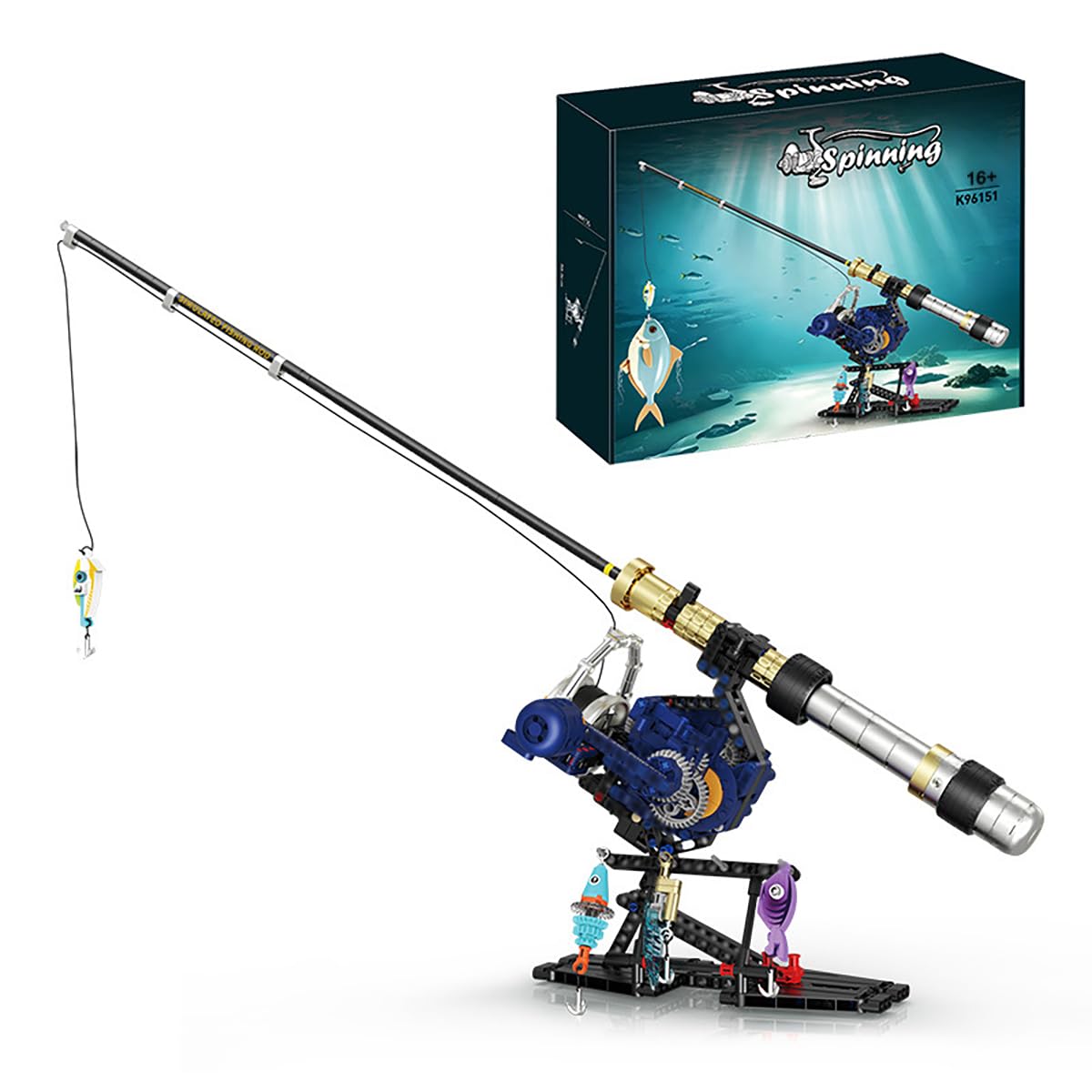 Technik Spinning Rod Building Blocks Set, 479 PCS MOC Fish Pole Building Kit for Home Office Decor, Realistic & Adjustable Design Creative Model Kit for Men & Fishing Enthusiasts
