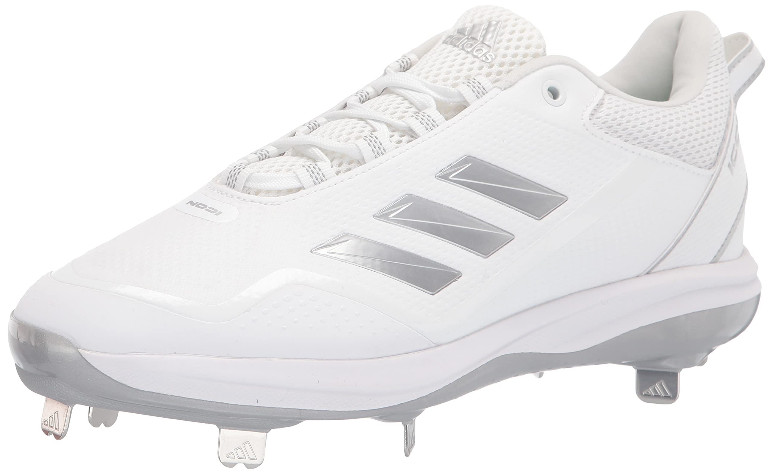 Photo 1 of adidas Men's Icon 7 Baseball Shoe 8.5 White/Silver Metallic/Silver Metallic