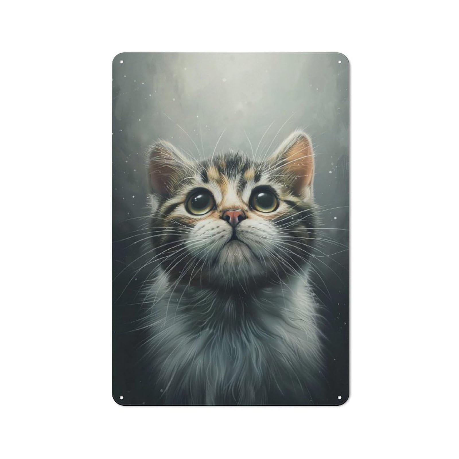 Junmoney Cute Kitten Portrait For Café Or Restaurant, Vintage Metal Sign 30X20cm, For Vintage Wall Decor Fans, For Cafés, Pubs And Restaurants