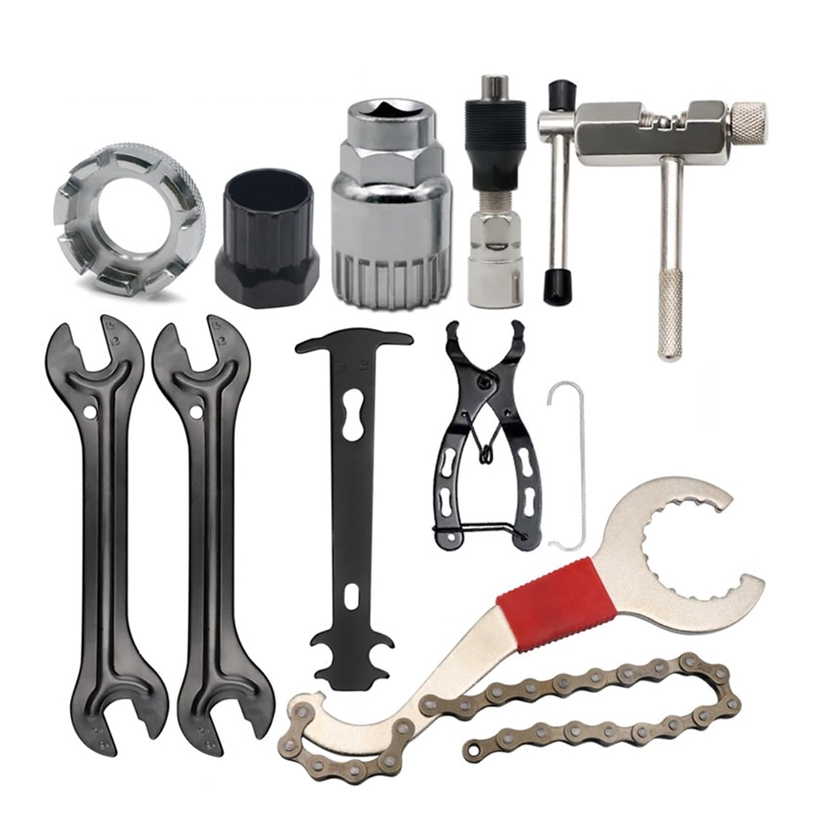 ZGYDNM Bicycle Repair kit Bicycle Repair Tool Sets Chain Breaker Crank Puller Bike Chain Measuring Ruler Flywheel Removal Outdoor Cycling Repair Tools Repair Tool (Color : Kit5, Size : 1)