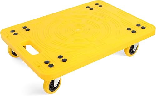 MaxWorks 50840 - Plataforma de ruedas giratorias, color amarillo, de alta visibilidad, capacidad de 300 libras, con 4 ruedas giratorias, plataforma