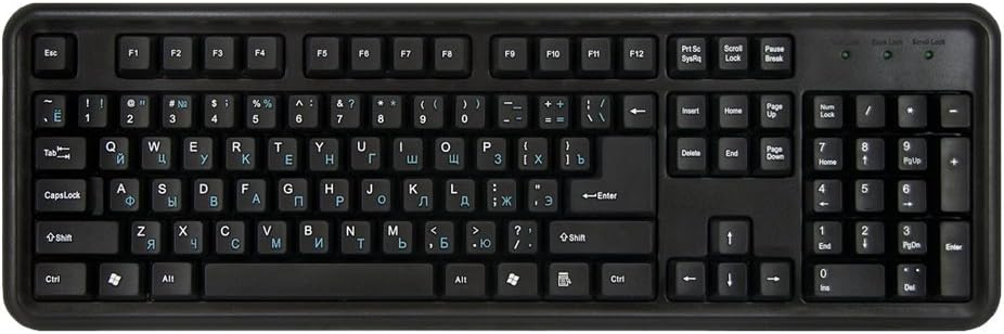 DataCal Russian Cyrillic and English Keyboard with Vivid Blue Russian Cyrillic and White English Characters, CD1117