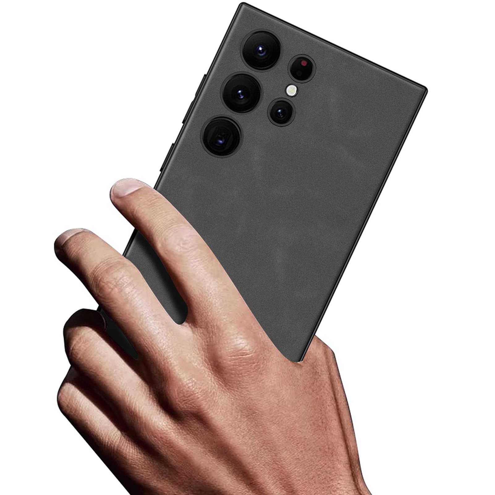 Handyhülle für Samsung Galaxy S23/S23 Plus/S23 Ultra,Anti-Kratzer Kameraschutz Hülle Anti-Fingerabdruck Leder Dünne Stoßfeste Schutzhülle für Kabelloses Laden,Schwarz,S23 Plus